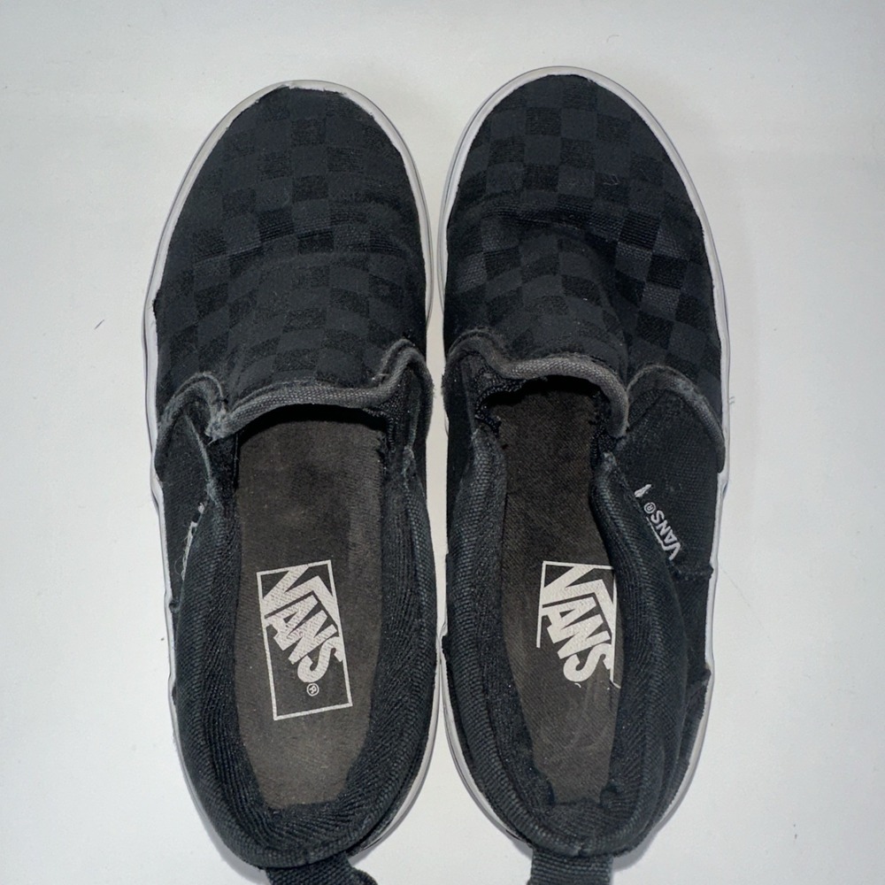 Vans Classic Black Checkerboard Slip Ons Kids Size 1 - Picture 6 of 16